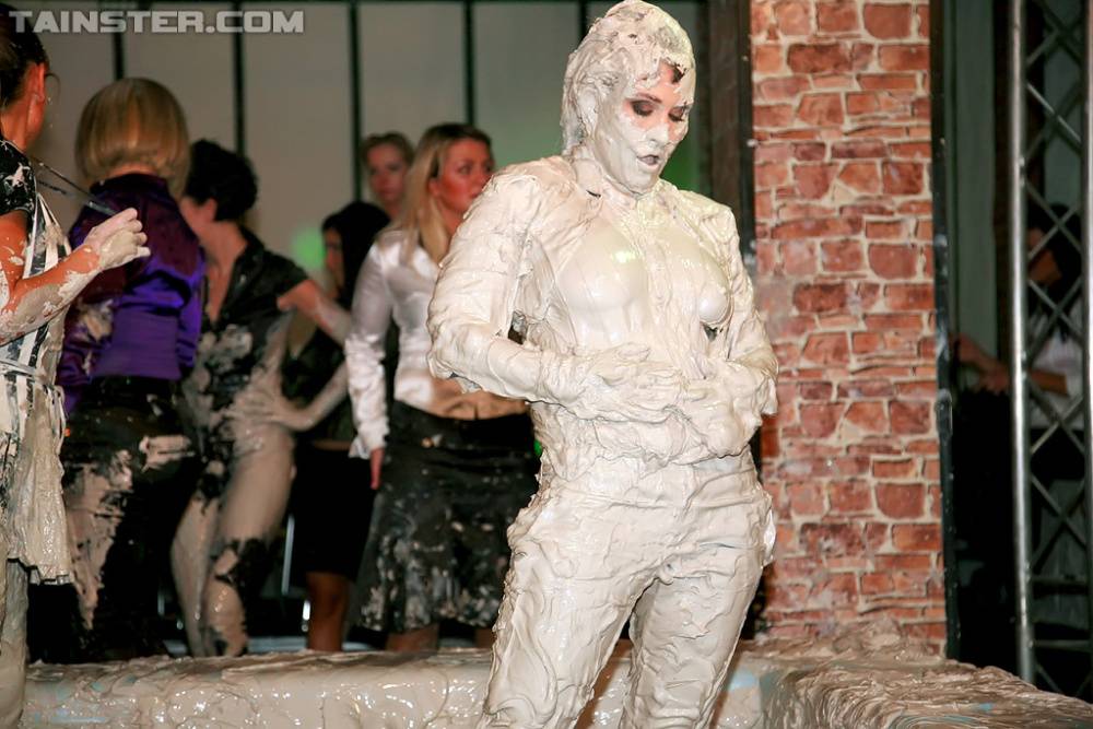 Fully clothed european fashionistas are into wild mud catfight - #6