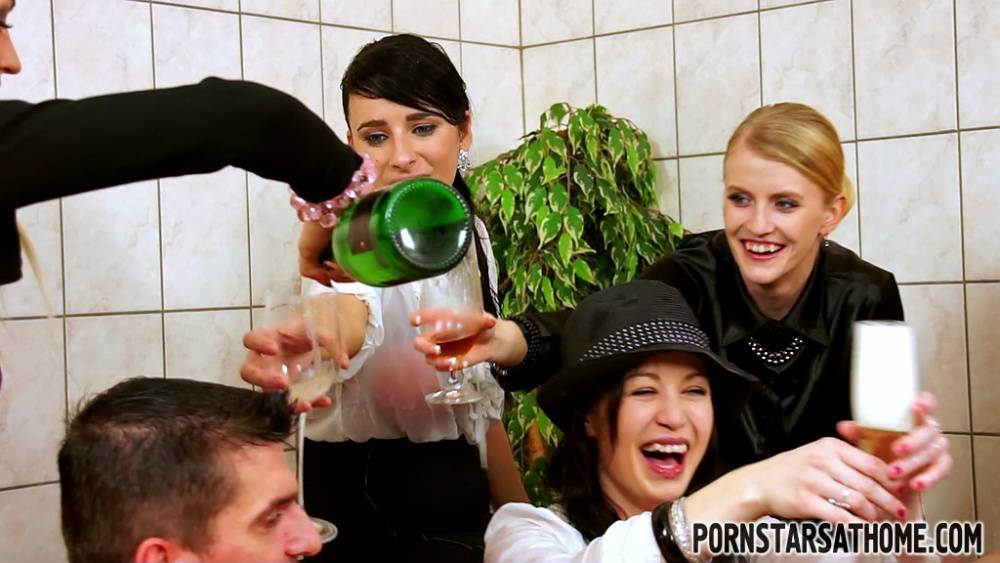 Kinky european fashionistas enjoy drunk and wet CFNM groupsex party - #16