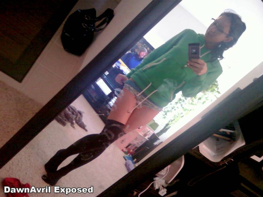 Sexy amateur Dawn Avril posing in jeans, shorts and naked indoors and outdoors - #2