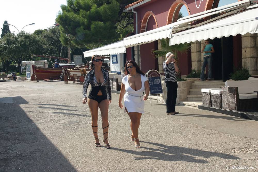 A bevy of busty babes show off their hot big tits & pussies in public - #10