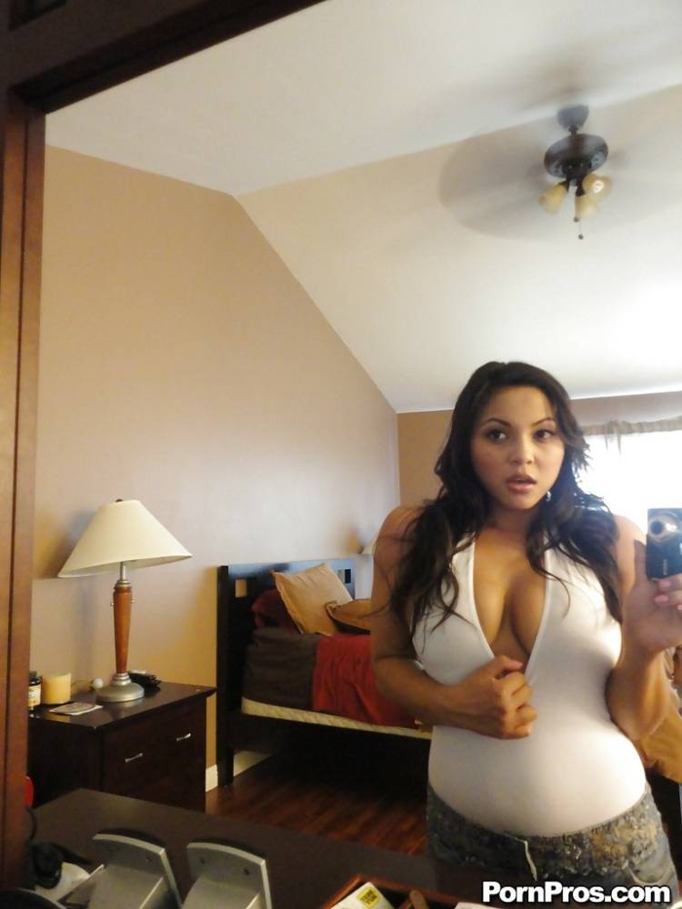 Sultry Latina female Adriana Luna snapping selfies of her big natural titties - #6