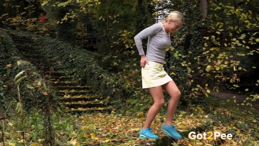 Cute blonde Victoria Pure hikes her skirt to take a pee along country lane - #7