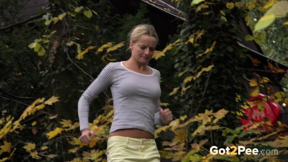 Cute blonde Victoria Pure hikes her skirt to take a pee along country lane - #4