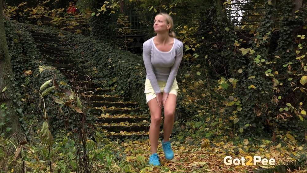 Cute blonde Victoria Pure hikes her skirt to take a pee along country lane - #11