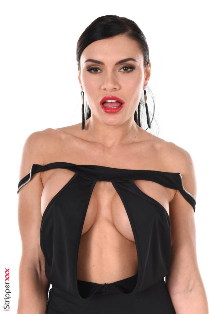 Hot brunette Kitana Lure bares her fake tits prior to masturbating - #14