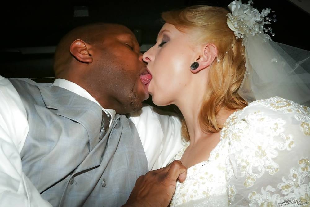 Blonde amateur Joanna Angel blowing big black cock in wedding dress - #2