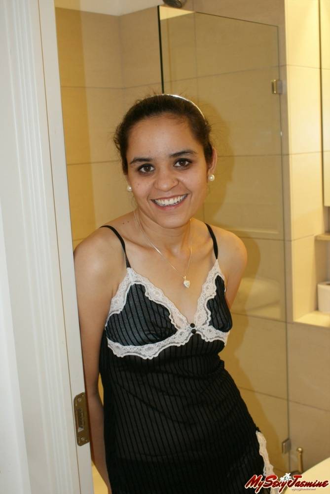 Jasmine in sexy black top in shower getting naked - #5