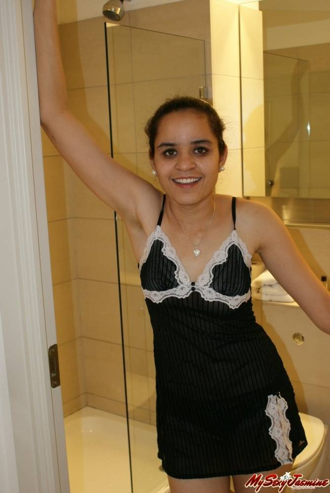 Jasmine in sexy black top in shower getting naked - #7