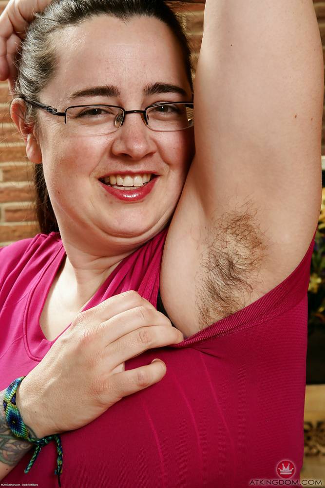 Mature fatty in glasses showing off hairy underarms and fleshy breasts - #13
