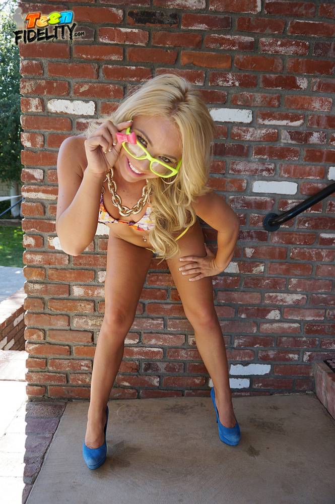 Slutty blonde teen Katerina Kay sheds bikini in public to ride cock on top - #13