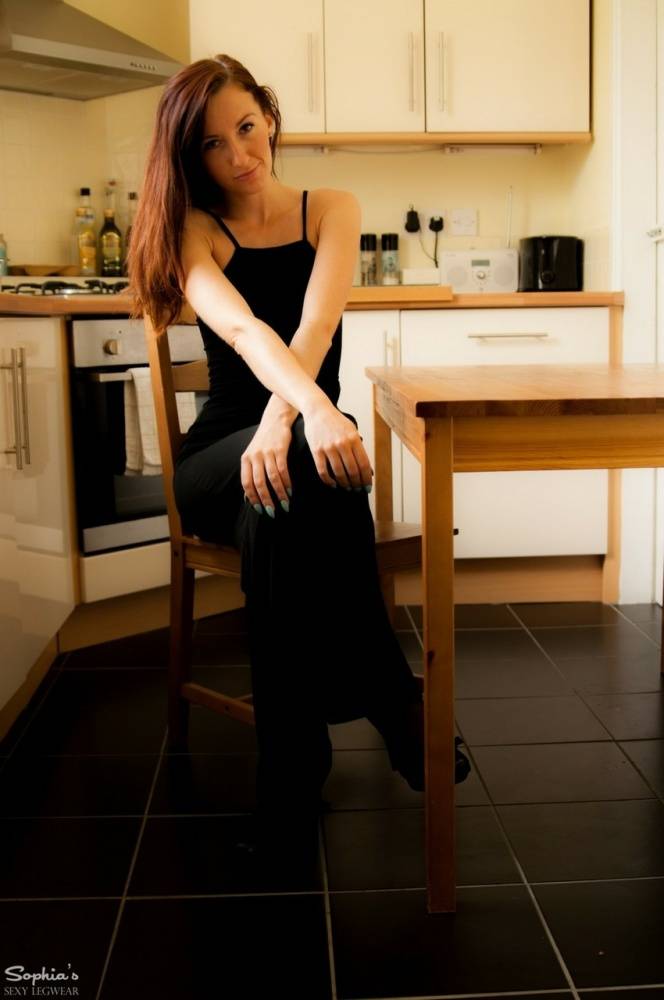 British glamour model Sophia Smith strips to sexy stockings in her kitchen - #5