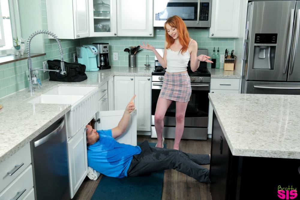 Young redhead Cecelia Taylor seduces her stepfather during a plumbing job - #2