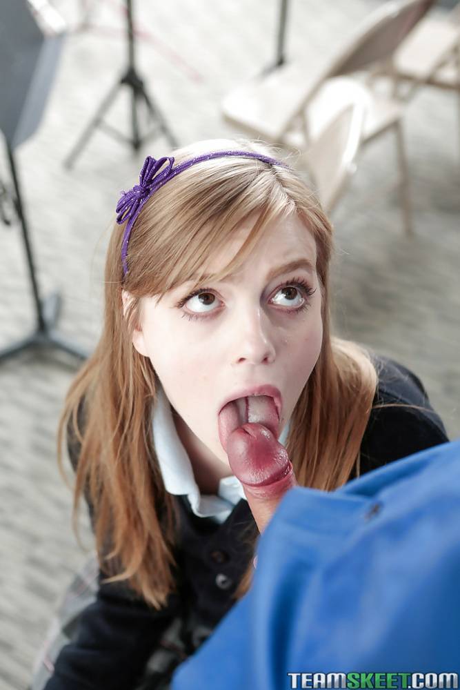 Schoolgirl Dolly Leigh giving her teacher a blowjob in the classroom - #8