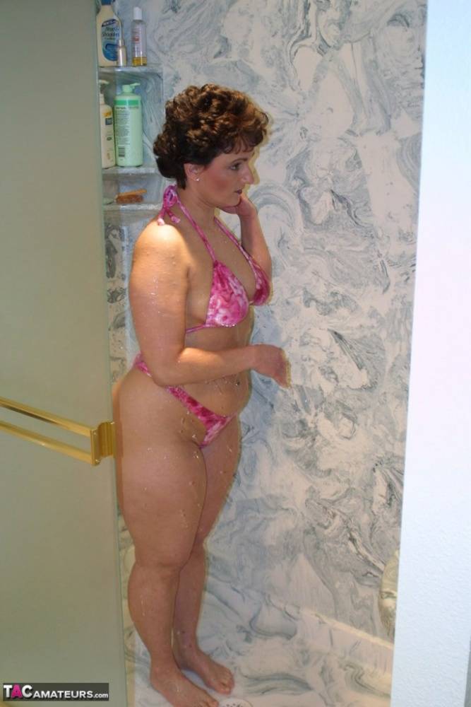 Overweight woman Reba makes her nude debut while taking a shower - #7