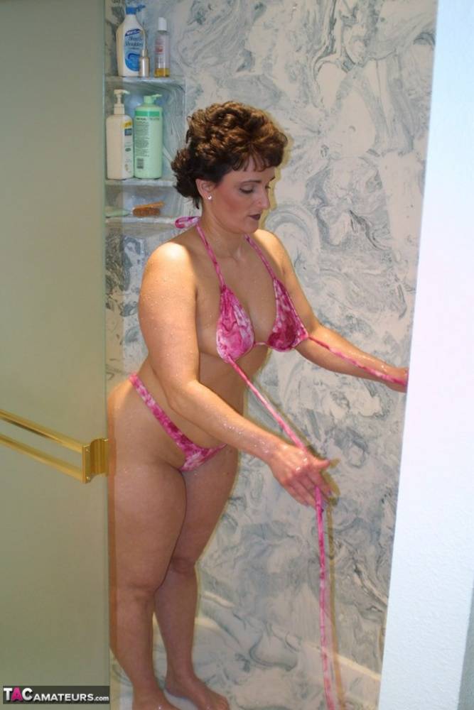 Overweight woman Reba makes her nude debut while taking a shower - #2