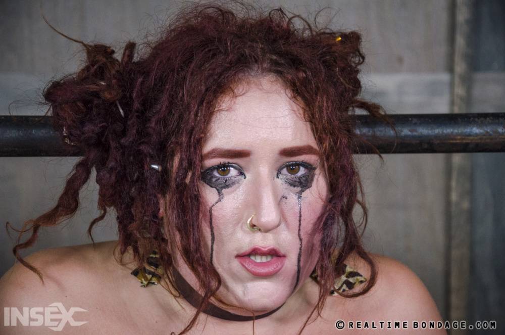 Fat redhead Mimosa has her eye makeup run during BDSM games - #7