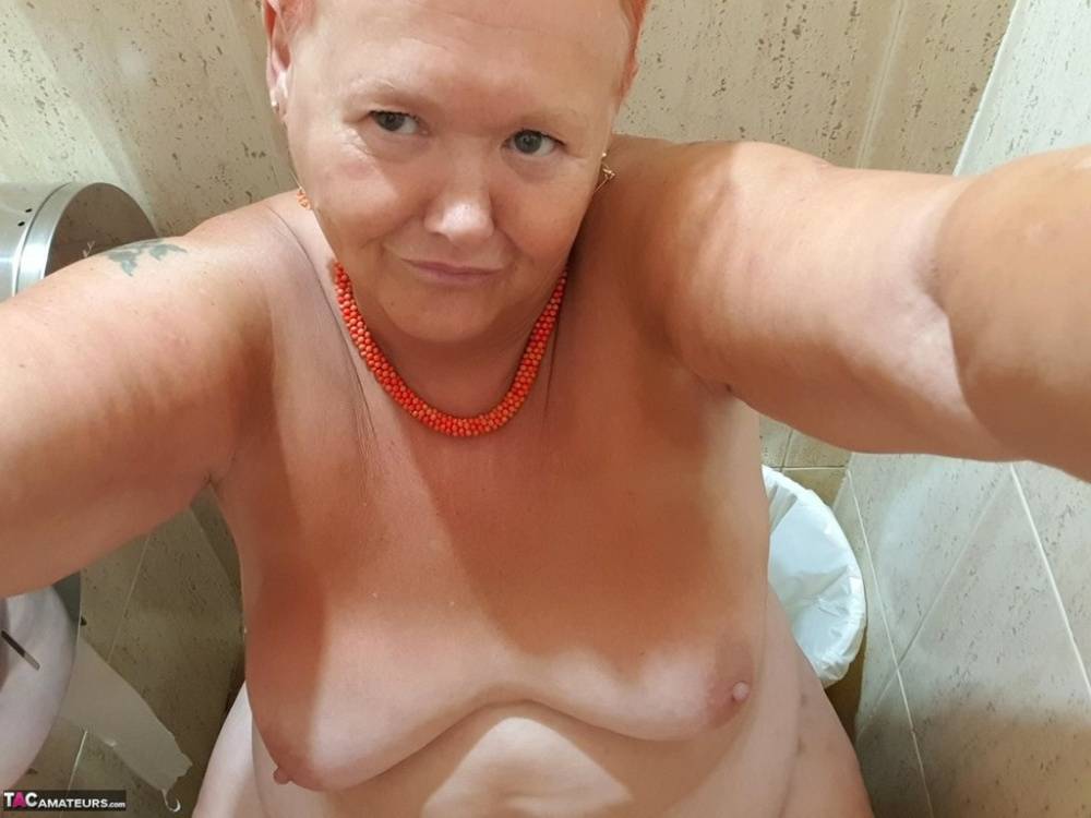 Fat granny with red hair Valgasmic Exposed takes naked selfies at home - #5