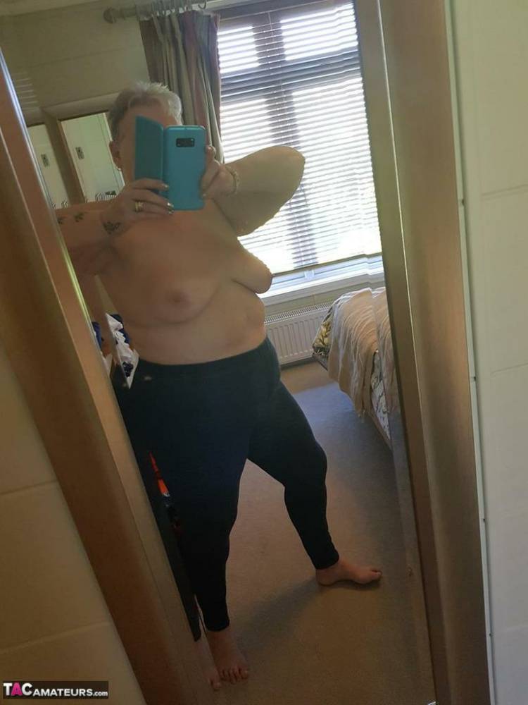Fat granny with red hair Valgasmic Exposed takes naked selfies at home - #14