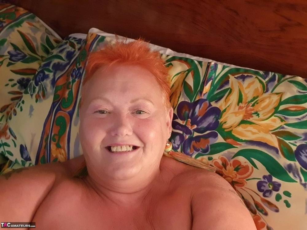 Fat granny with red hair Valgasmic Exposed takes naked selfies at home - #4