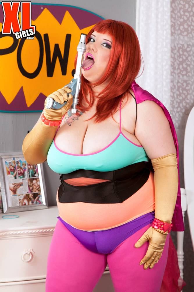 Redhead BBW Kitty McPherson strips off her cosplay outfit to pose nude - #5