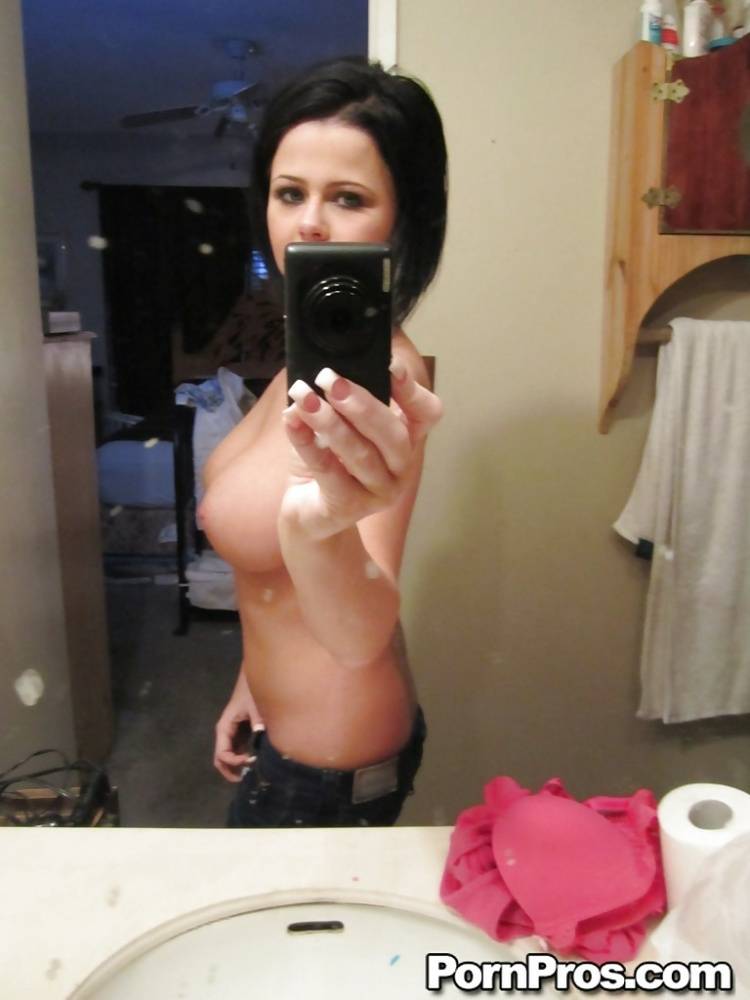 Hot ex-gf Loni Evans taking selfshots of her perfect tits in bathroom mirror - #10