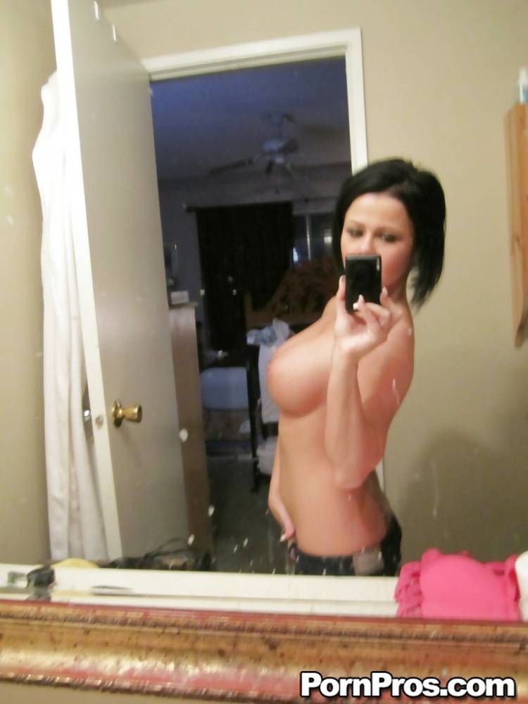 Hot ex-gf Loni Evans taking selfshots of her perfect tits in bathroom mirror - #12