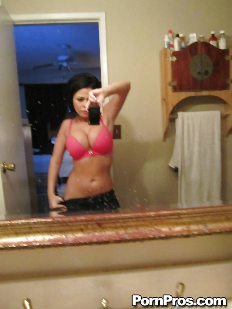 Hot ex-gf Loni Evans taking selfshots of her perfect tits in bathroom mirror - #3