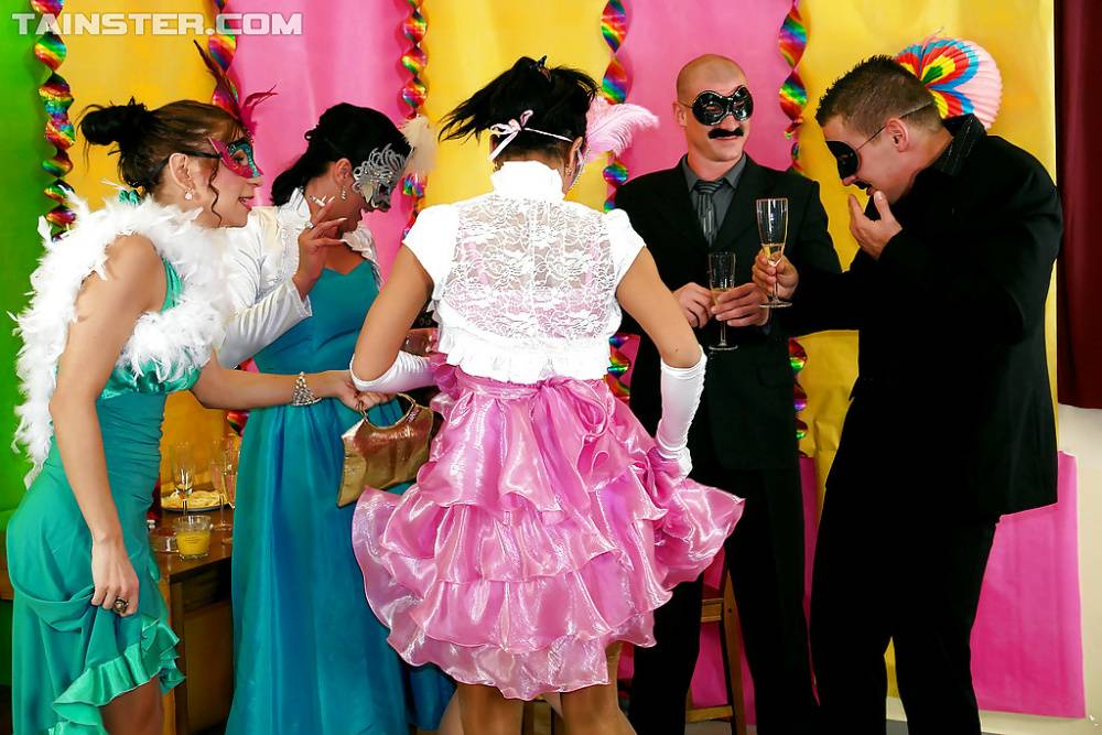 Lecherous european sluts enjoy a wet groupsex at the masquerade party | Photo: 869216