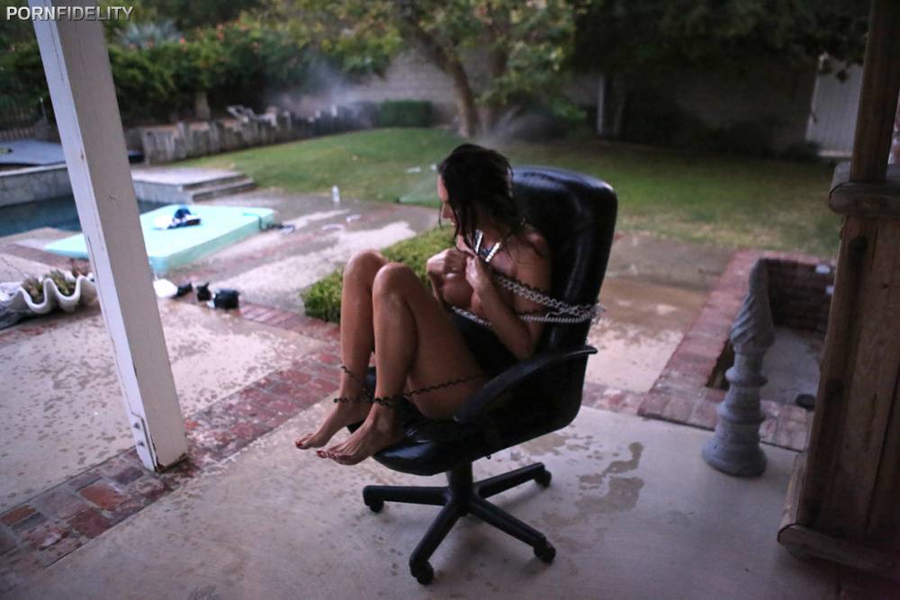 Leggy brunette MILF Jennifer Dark chained to office chair during rough sex | Photo: 872804