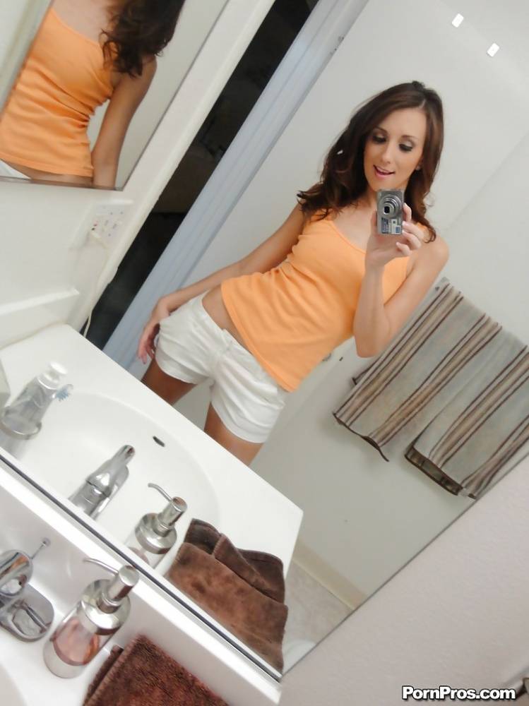 Adorable chick shows off her naked forms while taking photos of herself - #10