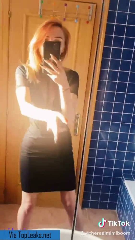 A fiery redheaded chick challenged TikTok NSFW to a reflection in the mirror - #1