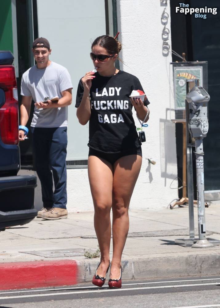 Addison Rae Rocks Bold “Lady Gaga” Tee and Red Heels in Los Angeles (27 Photos) - #22