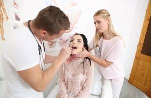 Dark haired teen has a hardcore threesome with a doctor and nurse - #main
