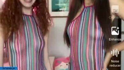 Redhead and brunette get naked on TikTok and are ready to have a group fuck with a hard cock - #main
