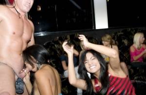 Hot chicks getting naked and sucking on strippers' cocks at the wild party on realgirlsweb.com