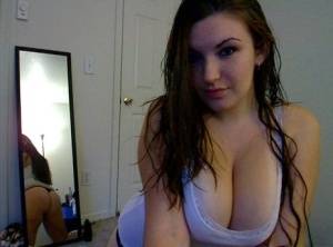 Teen with huge double D tits cant stop playing with them on realgirlsweb.com
