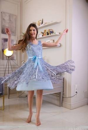 Vivacious beauty Luna Pica is feeling frisky, twirling in her pretty dress, a on realgirlsweb.com