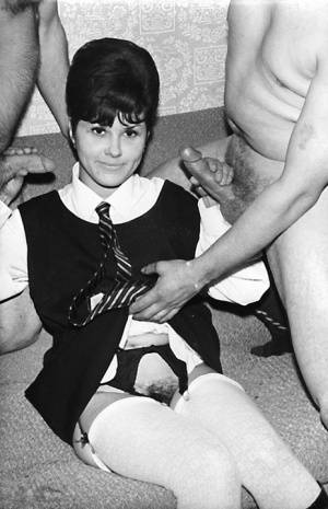 Small titted vintage schoolgirl removes her uniform for a big cock threesome on realgirlsweb.com