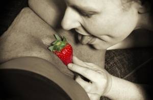 Mature lesbian Mollie Foxxx and her lover use strawberries during foreplay on realgirlsweb.com