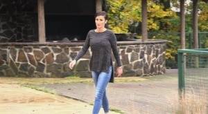 Busty Gabriellla Gucci in jeans undressing and pissing in public on realgirlsweb.com