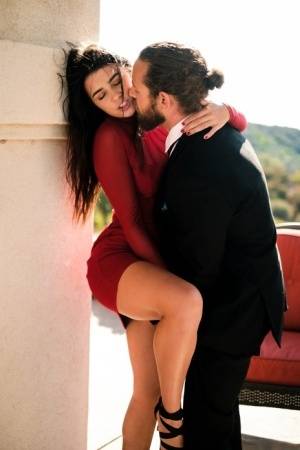 Brunette teen Kylie Rocket licks cum from her man's belly after outdoor sex on realgirlsweb.com