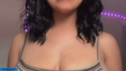 Brunette has fun with her big boobs on TikTok NSFW on realgirlsweb.com